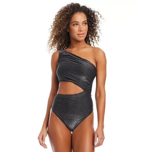 Bar III Women's Shimmer Core One-Piece Swimsuit, Black, Size L 0051 - Picture 1 of 2